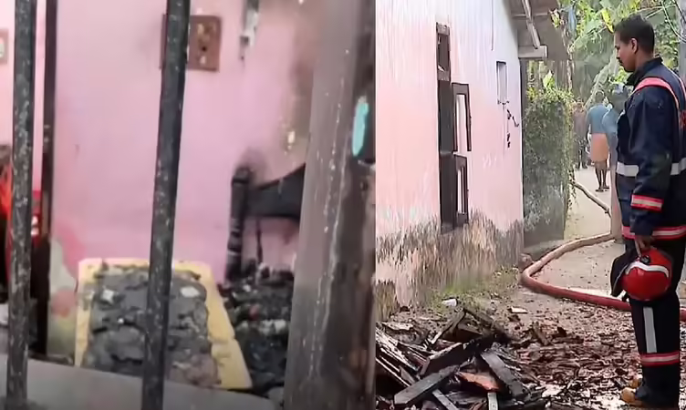 നാട്ടുകാരുമായി സ്ഥിരം പ്രശ്നം; പോലീസ് കസ്റ്റഡിയിലെടുത്ത യുവാവിന്റെ വീട് കത്തിനശിച്ച നിലയിൽ